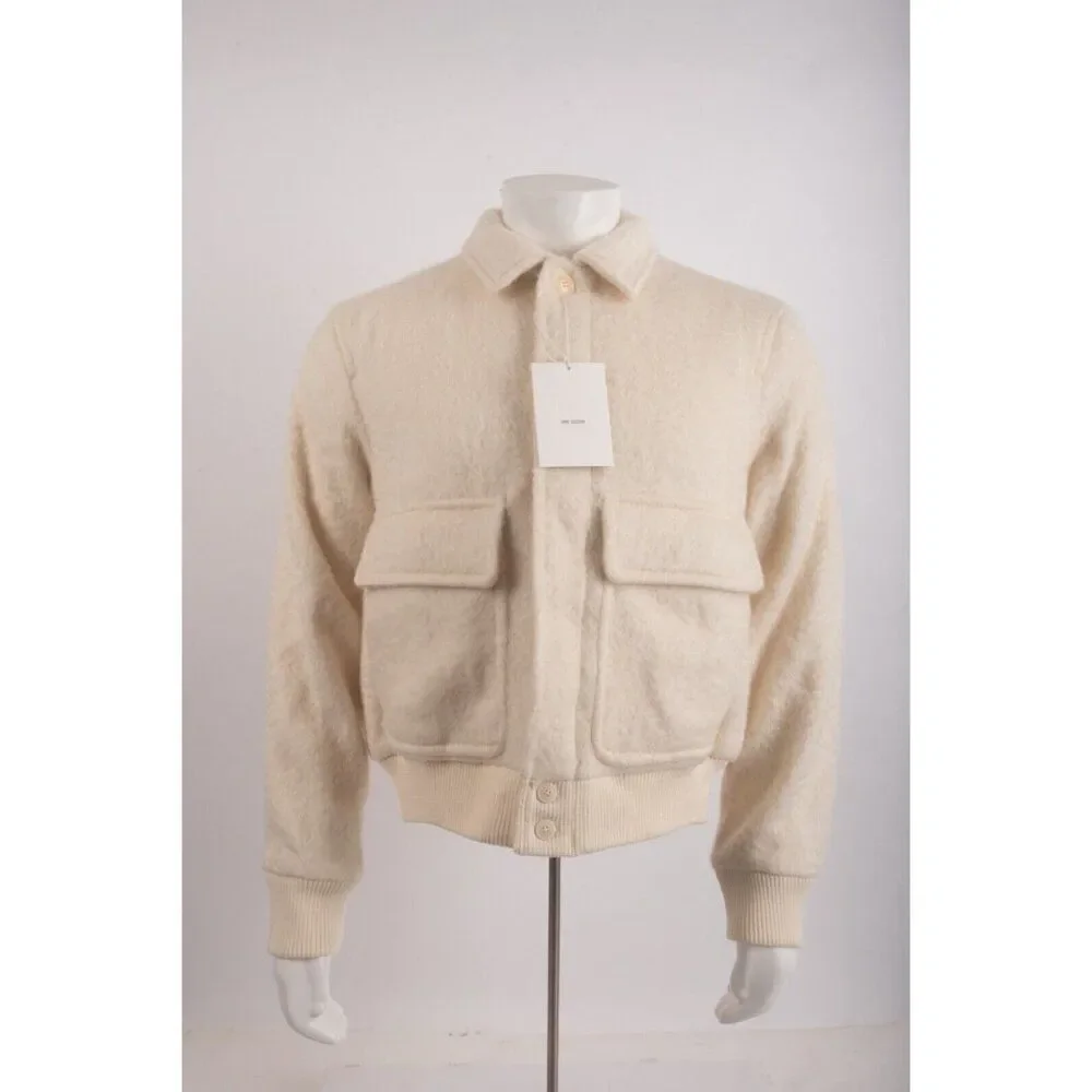 Zara Origins Mens wool Bomber Jacket Ivory Off white M Medium 8491/114 NWT
